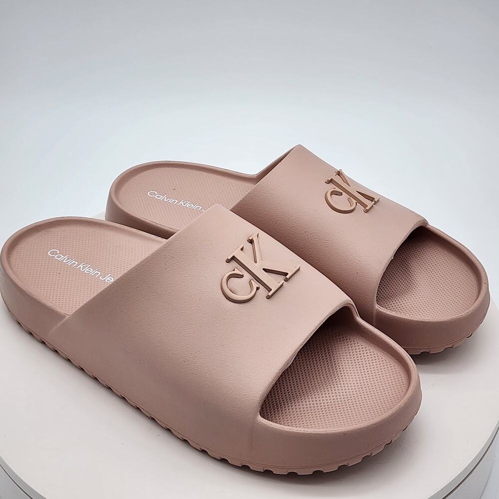 NEW Calvin Klein Jeans Nanzey Logo Slide Sandals Light Pink Women's Size 8 M